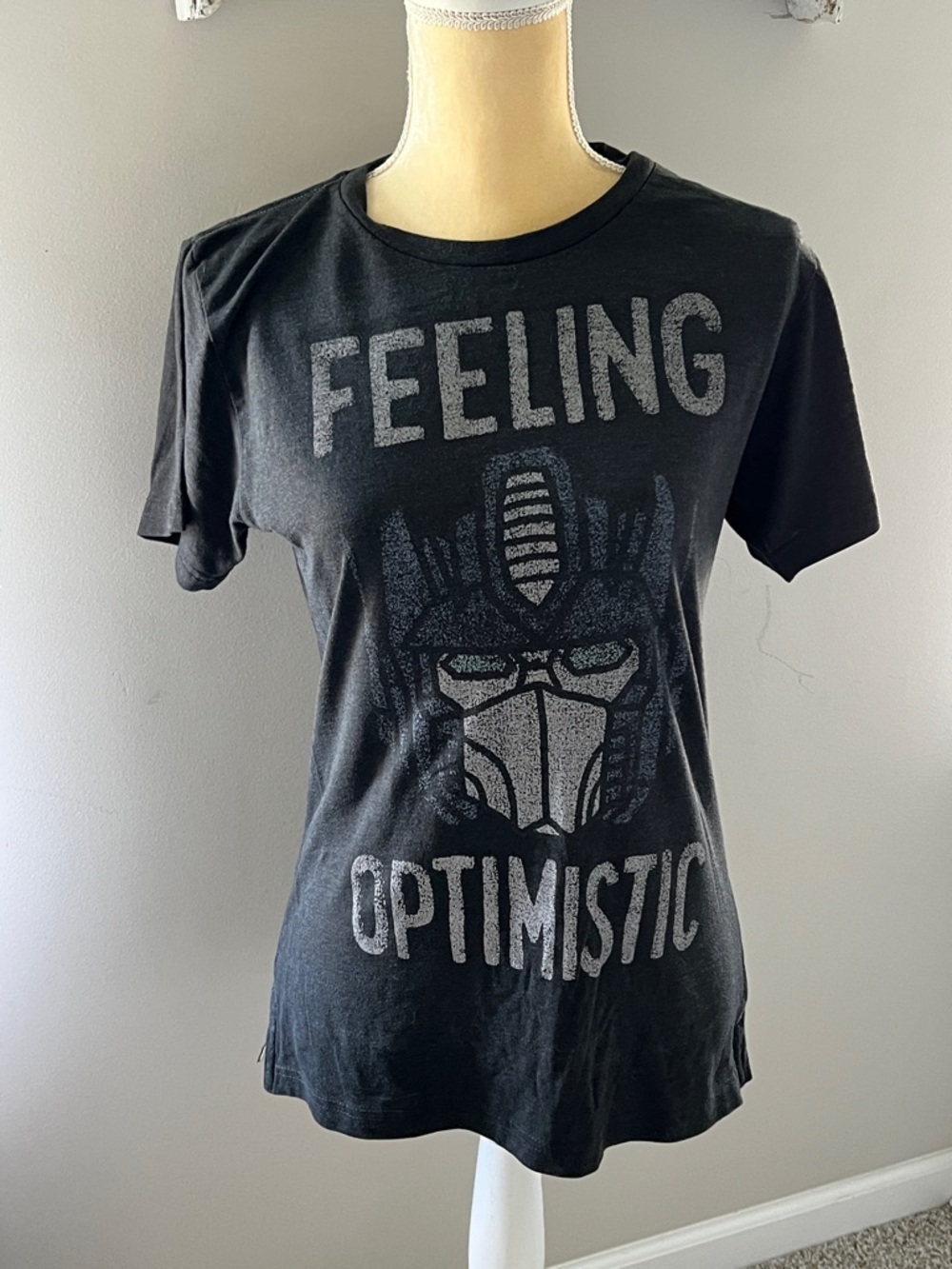 Feeling Optimistic Dark Grey Graphic Short Sleeve Tee